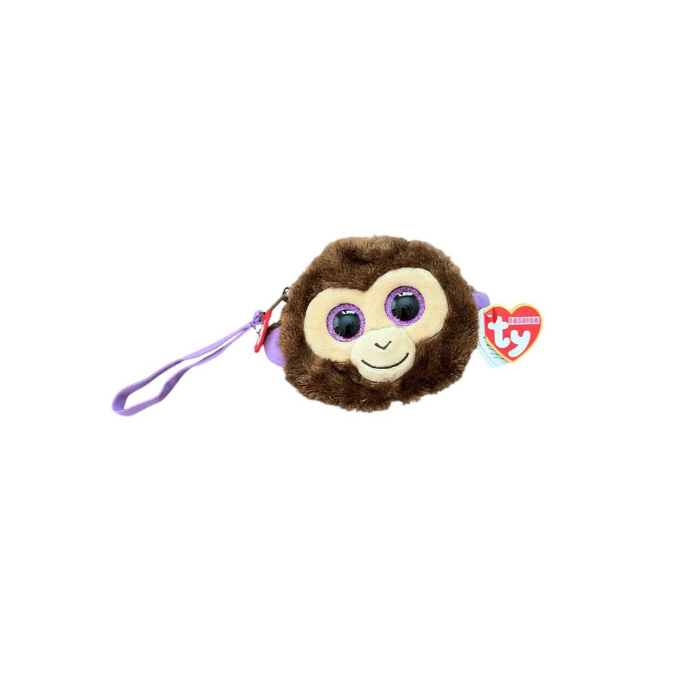 TY Coconut Monkey Plush Coin Purse Zipper Pouch Beanie Boo Style